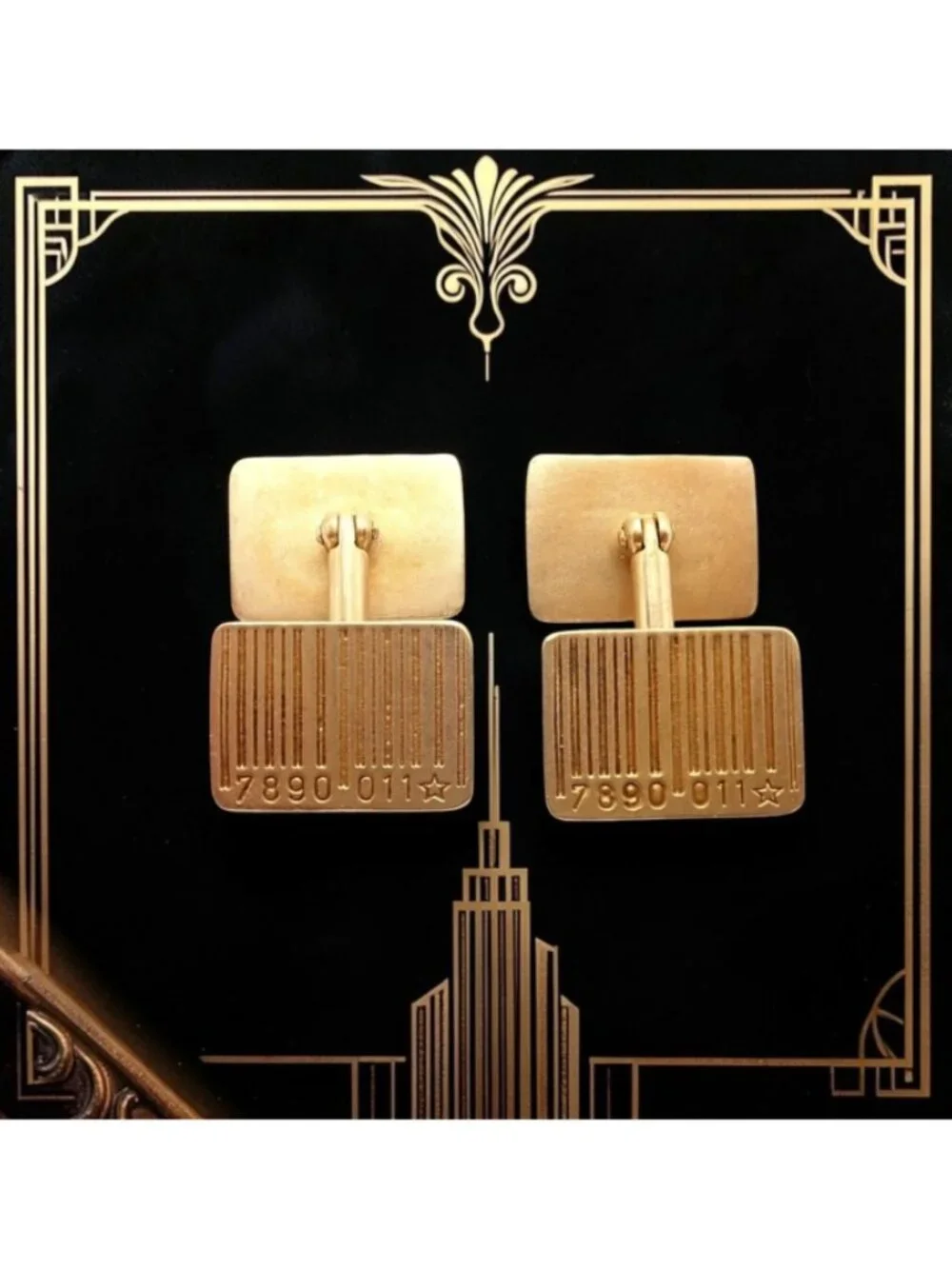Rare! H. Stern 18k Yellow Gold UPC Bar Code Cufflinks